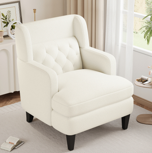 Wholesale Nordic Modern Style Leisure Wingback <b>Chair</b> Living Room Sofa Fabric Tufted Soft <b>Padded</b> Cushion Home Furniture - Product Image 1