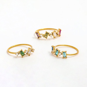 Anillo de Moda Talla 6 7 8 de Acero Inoxidable 316, Anillo Hip Hop Chapado en Oro de 14k con Diamante Cultivado en Laboratorio para Mujer - Product Image 1