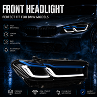 Phares LED pour BMW G30 Série 5 2018-2023, avec feux de jour double L, lentille de projecteur et clignotants améliorés