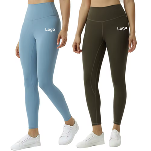 Leggings de yoga pour femmes taille haute avec logo personnalisé pantalon de yoga nu poilu double face pro skin doux doux solide motif pour femmes - Product Image 2