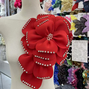 Bán buôn 3D hoa Lớn Thạch đính vá, handmade vải Blossom trang trí cho DIY Dress & trang phục chỉnh trang - Product Image 1
