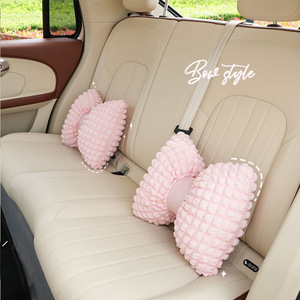 Coussin d'appui-tête de voiture en forme de U avec design en forme de nœud, soutien lombaire en fibre de polyester respirante pour femmes, utilisation estivale - Product Image 4