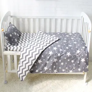 Custom Hot Selling Newborn Crib Nursery Boy Girl Bed Sheet 3 Pic Set Cotton Fabric For Baby Bedding