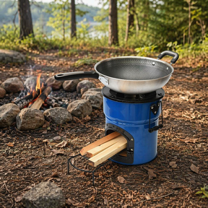 Poêle à <span class=keywords><strong>charbon</strong></span> portable moderne pour l'extérieur, autoportant, en acier inoxydable, durable, pour cuisiner au <span class=keywords><strong>bois</strong></span> en camping - Product Image 1
