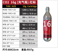 Cartouche de CO2 filetée 16g - Bouteille de gaz rechargeable pour pompe à vélo, gonfleur de pneus et gonfleur d'urgence portable