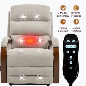 Sillón <span class=keywords><strong>Reclinable</strong></span> Eléctrico de Alta Resistencia con Motor Dual, Estructura Metálica, Bolsillos Laterales, Masaje con Calor y Soporte Lumbar, en Chenilla Beige - Product Image 3
