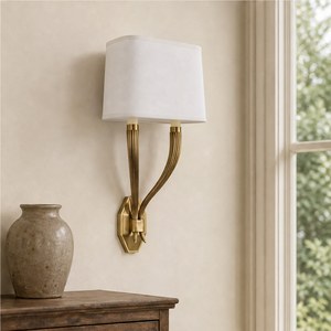 Custom Handmade Modern Luxury Brass Fabric Shade Wall <b>Sconce</b> 2-<b>Light</b> for Bedroom Living Room Hallway Staircase Villa OEM ODM - Product Image 6