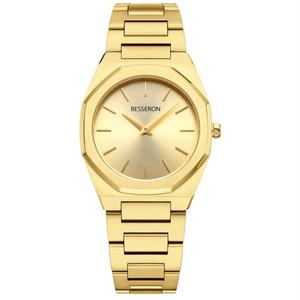 Reloj de Cuarzo para Mujer de 32 mm con Logotipo Personalizado, Brazalete de Acero Inoxidable en Oro de 22K, Reloj de Lujo para Dama, Modelo Mema, Delgado, Elegante y Ejecutivo - Product Image 4