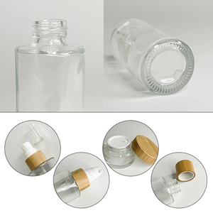 फ्लैट कंधे पंप बोतल 30ml 50ml 100ml 120ml पाले सेओढ़ लिया लक्जरी बांस त्वचा की देखभाल कॉस्मेटिक बोतल और जार पैकेजिंग सेट - Product Image 5