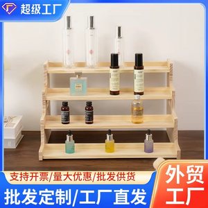 Estante de Almacenamiento de Madera Maciza de 2 Niveles, Color Natural, Organizador Independiente para Exhibición de Joyas y Perfumes - Product Image 4