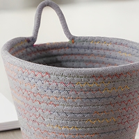 Panier de rangement rond en tissu pliable, moderne et minimaliste, en corde de coton tressée, écologique, pour cosmétiques, jouets, clés, bijoux, articles de toilette