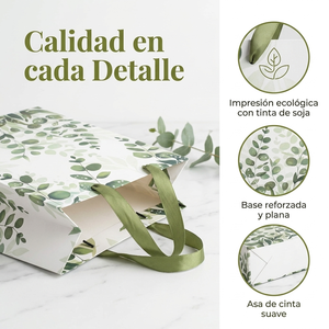 Bolsa de Papel con Estampado de Eucalipto Personalizable, Bolsa de Regalo Ideal para Floristerías - Product Image 4