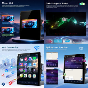 Autoradio Android Podofo 9,7 pouces double DIN, écran IPS 2+32G, Carplay/Android Auto sans fil, GPS, WiFi, double USB, fiable, pour grossistes - Product Image 3