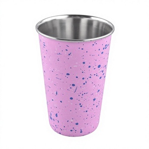Sparkled Pink <b>Water</b> <b>Glass</b> Set of 6 Stainless Steel Solid Metal Serving <b>Glasses</b> Multi Purpose <b>Water</b> Drinking <b>Glass</b> - Product Image 1