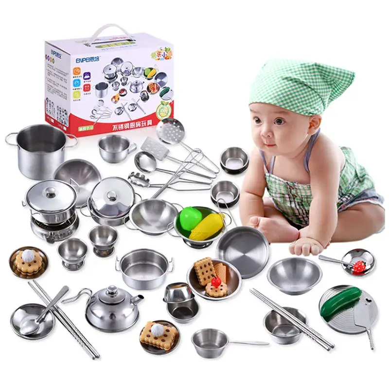 25 Stück Küchen utensilien Spielzeug Set Edelstahl Kochen Küchen spielzeug für Kinder Rollenspiel Kann Lebensmittels imulation Küchen spielzeug halten