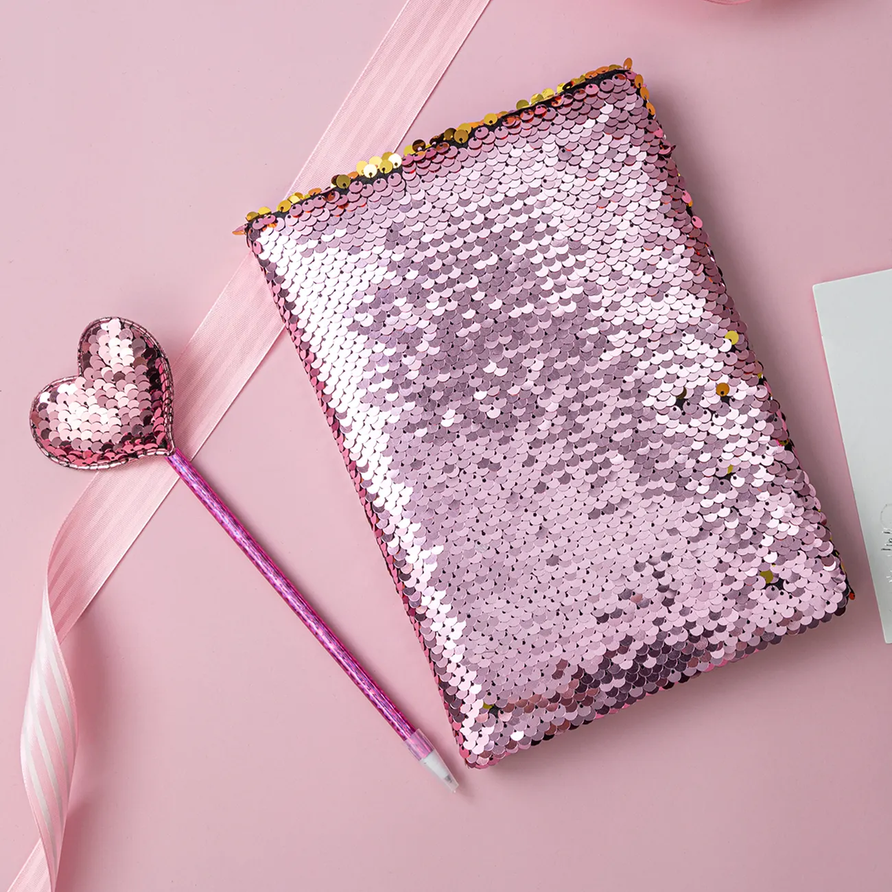 Carnet de notes à paillettes réversible pour enfants avec stylo à paillettes