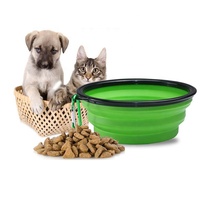 32oz 1L Grand Silicone Voyage Chien eau Pliable Pliable bols pour animaux de compagnie avec mousqueton