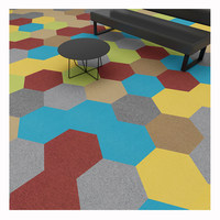 Dalles de moquette hexagonales modernes, rembourrées, lavables, écologiques et colorées pour la maison, l'hôtel, le bureau et l'usage commercial - Matériau en nylon