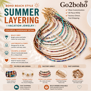 Go2Boho Bijoux <span class=keywords><strong>de</strong></span> Mode d'Été pour <span class=keywords><strong>Femme</strong></span>, <span class=keywords><strong>Collier</strong></span> Ras du Cou Style Bohème avec Perles Naturelles, Chaîne <span class=keywords><strong>de</strong></span> Perles Miyuki, Vente en Gros - Product Image 1