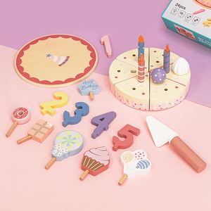 Jouets de cuisine d'imitation pour filles de 3 à 6 ans : Blocs de gâteau d'anniversaire en bois mignons pour enfants, jouets de simulation et décorations - Product Image 2