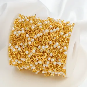 Chaîne ample en laiton plaqué or 18K, accessoires de bijoux, matériaux, perle, chaîne ronde pour la fabrication de bijoux