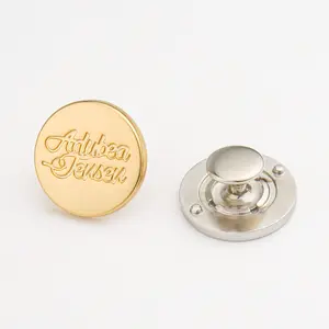 Purse Hardware Custom Logo Metal Rivet Engraved Logo Label Rivet Back Round Metal Tag Logo with Rivet for Leather Clothing Bags