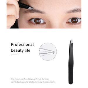 Fast Shipment 2pcs Professional Black Slanted Pointed Eyebrow Lash False <strong>Eyelash</strong> Extension Volume Stainless Steel <strong>Tweezers</strong> - Product Image 4