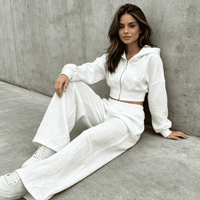 Ensemble de survêtement unisexe vintage patchwork jacquard 2 pièces : sweat à capuche zippé long et pantalon de jogging large à taille élastique, décontracté