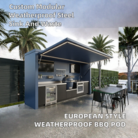 Cuisine extérieure modulaire moderne résistante aux intempéries avec évier en acier inoxydable, crédence et charnières, garantie 5 ans