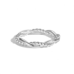 Dylam Personalized <b>Statement</b> Design 925 Sterling <b>Silver</b> Rhodium Plated Twisted Double Layer Beaded Geometric Open Jewelry <b>Rings</b> - Product Image 1