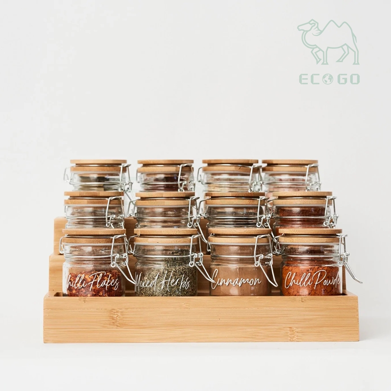 Sturdy 3-Tier Bamboo Spice Rack Stand for seasoning bottle and jar storage