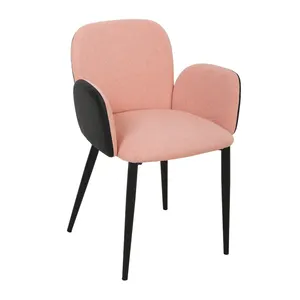 Yüksek kaliteli avrupa tarzı renkli chaise de salle bir yemlik silla del comedor pembe yemek sandalyesi metal yemek sandalyesi