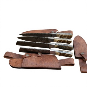 Ensemble de couteaux de cuisine en acier Damas torsadé, 4 pièces, haute qualité, dureté 59-60HRC, épaisseur de lame 3,00 mm, bord brut, manche en corne de mouton - Product Image 3