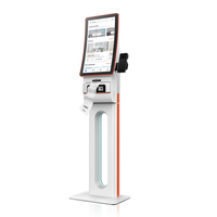 Kiosco de autoservicio POS táctil de 23.6 pulgadas para montaje en pared o de pie, con impresión de recibos, escaneo de códigos QR y SDK facial para interiores.