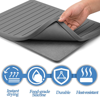 Tapis en pierre de séchage de vaisselle en silicone Plateau de comptoir de cuisine pliable avec fonction chauffante Nettoyage facile des taches