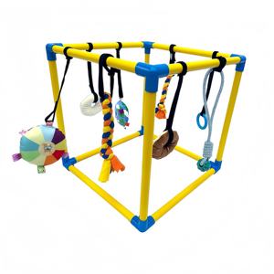 Rangka PVC dengan Tali Bungee Pusat Aktivitas untuk Anjing Kecil Indoor Jungle Gym Puppy Play Gym dengan Mainan Gantung - Product Image 1