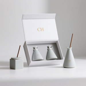 C & H Luxury Home Fragancia Cerámica <span class=keywords><strong>Perfume</strong></span> Reed Difusor Juegos Navidad Vacío Reed Difusor Botella con caja de paquete - Product Image 6
