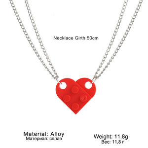 2 pz/paia Multi colori costruzione massaggiagengive mattoni coppia migliori <span class=keywords><strong>amici</strong></span> corrispondenti cuore ciondolo collana gioielli - Product Image 6