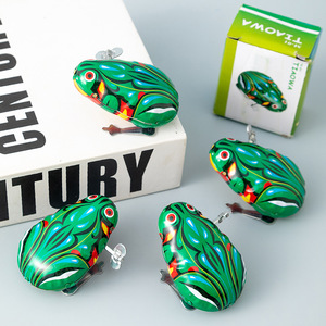 Creative Wind-up Tin Frog Toy For Children 4-7 Years Old Metal Animal Bouncy Inertia <b>Moving</b> Nostalgic Gift - Product Image 2