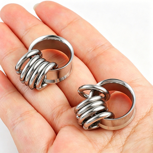 Zysta Tunnel d'<span class=keywords><strong>oreille</strong></span>, anneaux et plugs en acier inoxydable argenté, double évasé, 10 mm, dilatateurs d'<span class=keywords><strong>oreille</strong></span>, bijoux de piercing corporel unisexe - Product Image 4