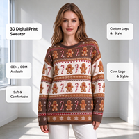 Pull de Noël pour femme avec imprimé bonbons et cannes à sucre pour les fêtes d'hiver et le quotidien