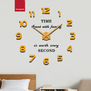 Horloge murale moderne dorée en acrylique de 120 cm, grande, silencieuse, sans cadre, surface miroir 3D, à quartz analogique, fonctionnant à piles, pour chambre à coucher et décoration intérieure - Product Image 1