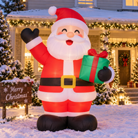 Père Noël gonflable de Noël avec boîte cadeau, lumière LED, Père Noël gonflable pour extérieur, jardin, fête de Noël, décoration