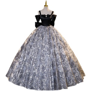 Elegant Vocal Performance Stage Solo Dress For Women With Straps Floral Print Evening Gown Adult Size - Product Image 5