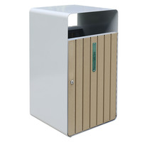 Poubelle rectangulaire extérieure en métal et bois pour usage commercial, parc municipal, collecte des déchets publics, bac de recyclage de rue