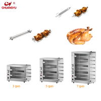 Four à rôtir au gaz commercial CHUANGYU pas cher à 3/5/7 étages pour 6 à 21 poulets, machine à rôtir les poulets