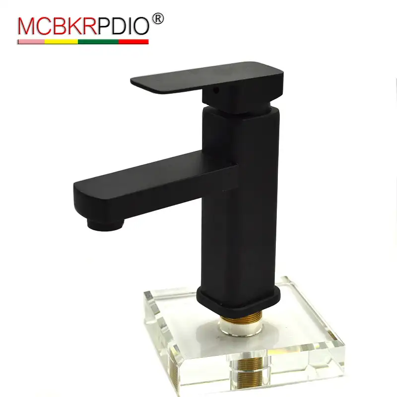 MCBKRPDIO bakır kapak siyah kare tek delik musluk, banyo boya havzası sıcak ve soğuk musluk siyah musluk