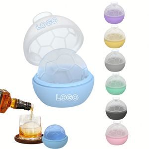 Moule à glaçons en silicone 3D en forme de ballon de football avec logo personnalisé, pour cocktails glacés, bourbon, brandy, whisky - Product Image 1