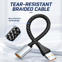 Cable de Extensión Corto USB3.0 OTG, Conector USB A Macho a Hembra, Cable Mini Trenzado de Nailon para Laptop y Memoria USB