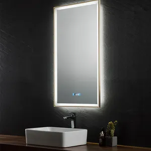 럭셔리 호텔 홈 욕실 맞춤형 직사각형 안개 방지 다기능 욕실 드레싱 화장대 대형 LED 거울
